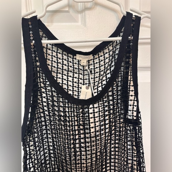Pilcro Black Sheer Sequin Mesh Tank Top NWT - Picture 4 of 11